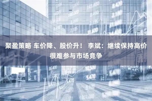 聚盈策略 车价降、股价升！ 李斌：继续保持高价很难参与市场竞争
