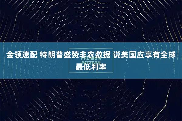 金领速配 特朗普盛赞非农数据 说美国应享有全球最低利率