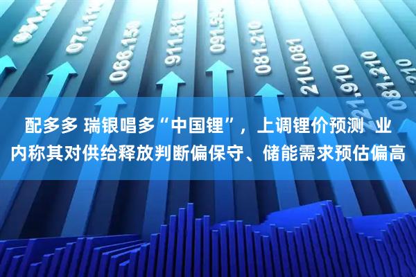 配多多 瑞银唱多“中国锂”，上调锂价预测  业内称其对供给释放判断偏保守、储能需求预估偏高